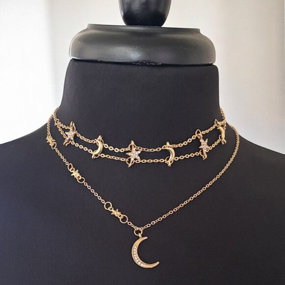 Boho Star Moon Necklace - Picture 1 of 4